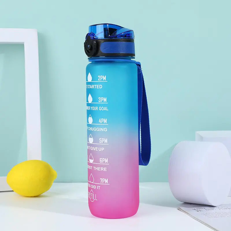 Portable Reusable Plastic Water Bottle with Time Stamps – Eco-Friendly & Convenient