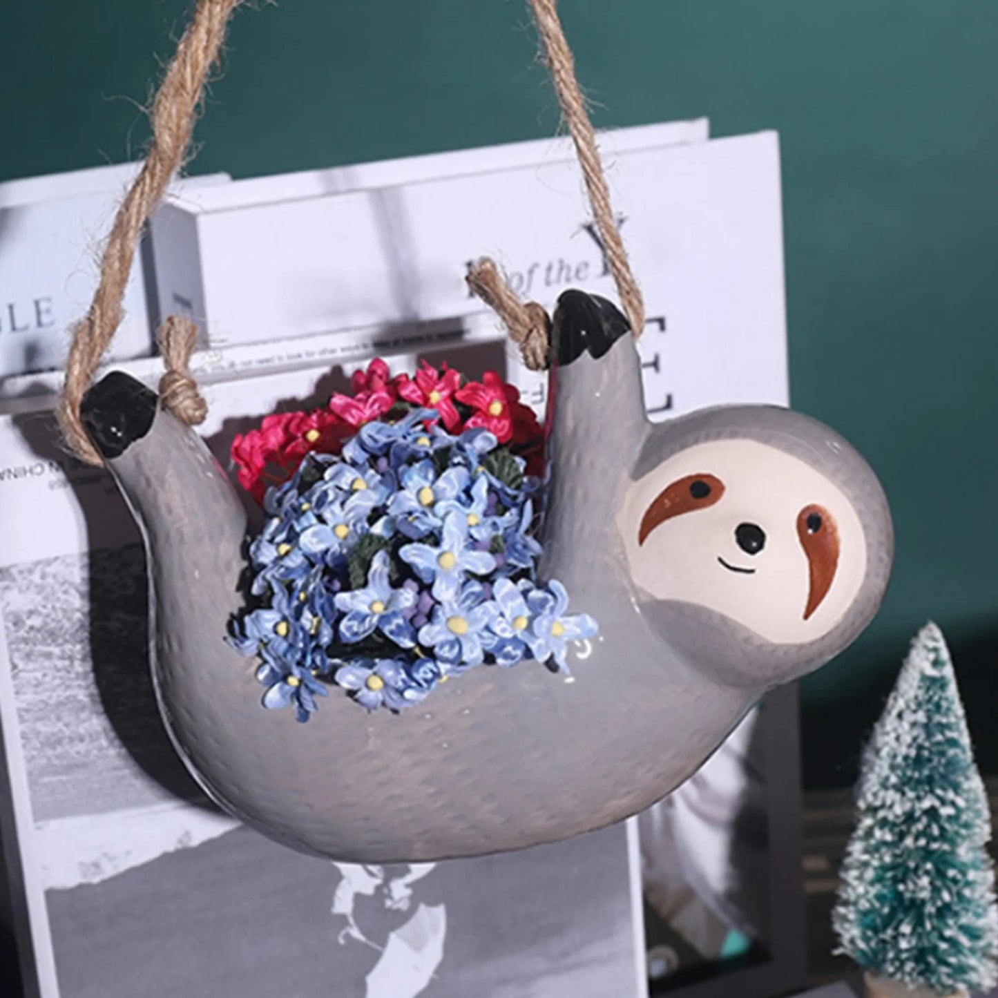 Cute Sloth Hanging Succulent Planter – Ceramic Air Plant Pot