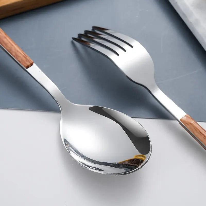 Wood Handle Cutlery Set, fork and spoon