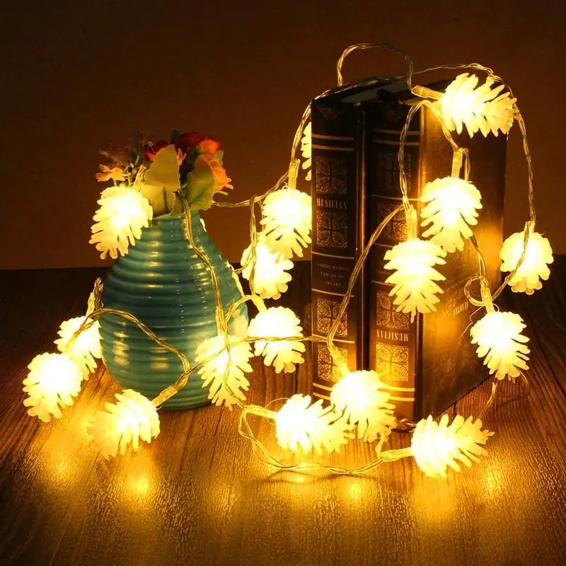Home Decor LED Warm & Multicolor Pinecone Lamp String Lights - Nature-Inspired Ambiance
