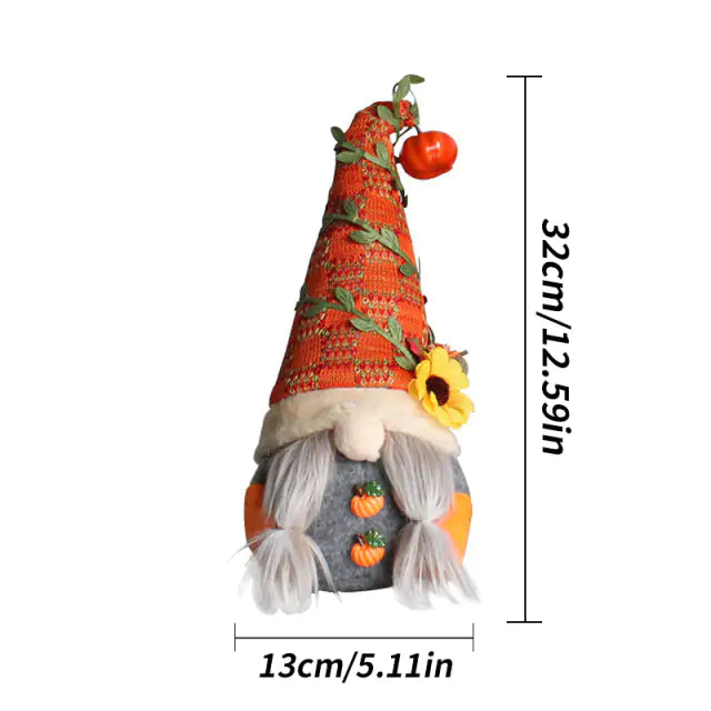 Dwarf Doll Ornaments – Gnome Pumpkin Sunflower Swedish Nisse Tomte Elf Plush for Autumn & Thanksgiving Decor