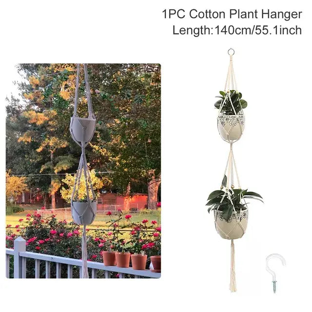 Planta colgante hecha a mano en macramé