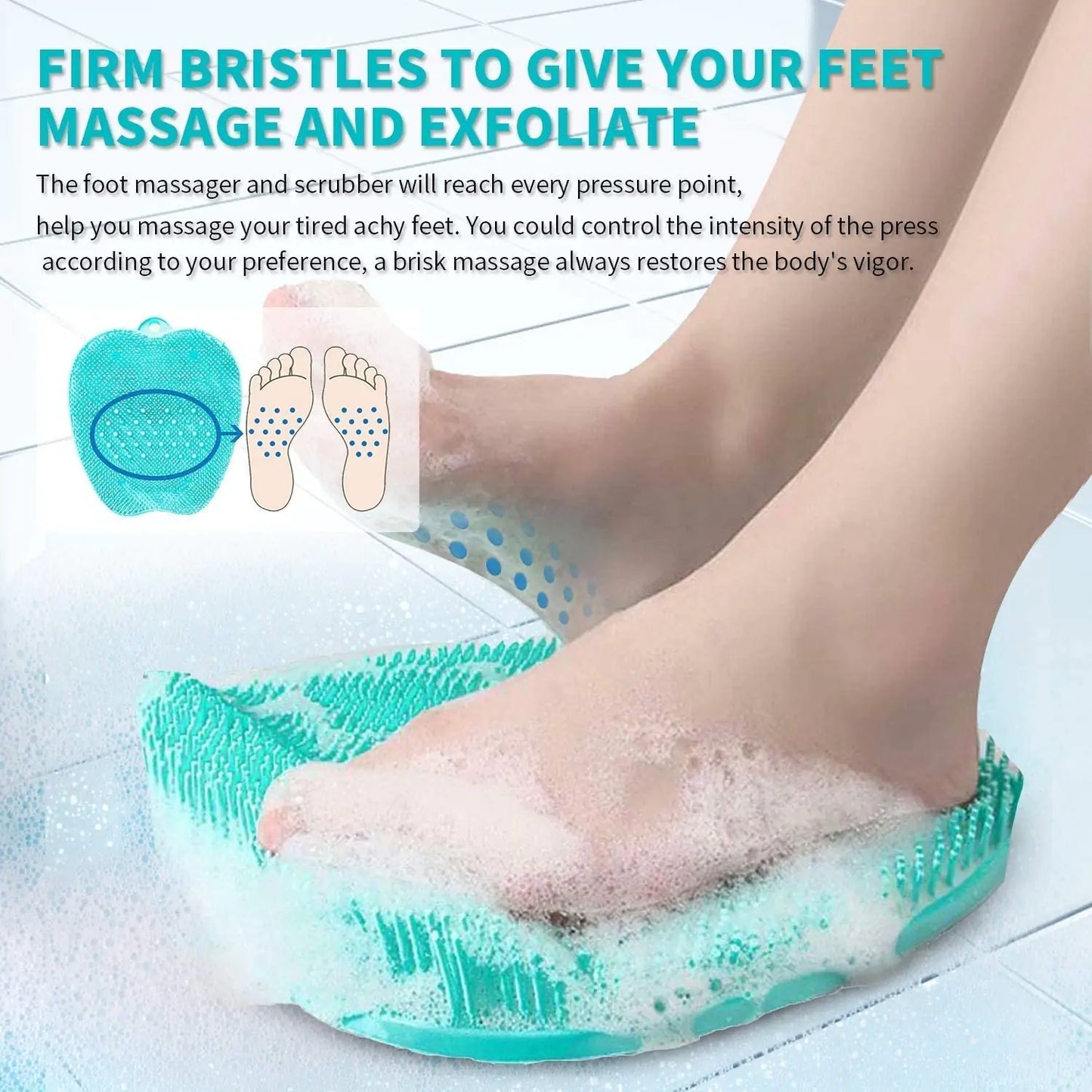 Foot Scrubber Shower Mat, firm bristles detail