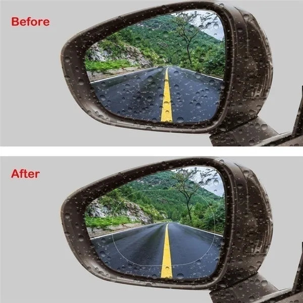 Rainproof Mirror Visor before and after images