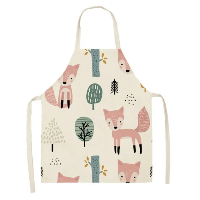 Leaves & Fox Pattern Cooking Apron - Stylish, Comfortable, and Practical