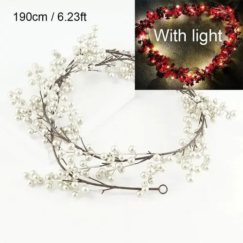 Berry Christmas Garland with Fairy String Lights – Festive Holiday Decor