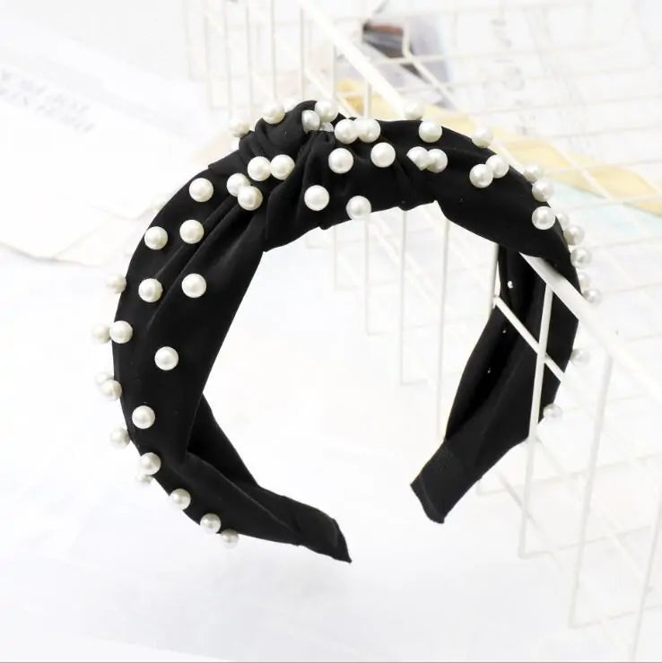 Elegant Pearl Headbands, black