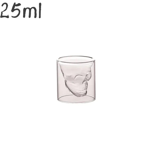 Vaso transparente con forma de calavera