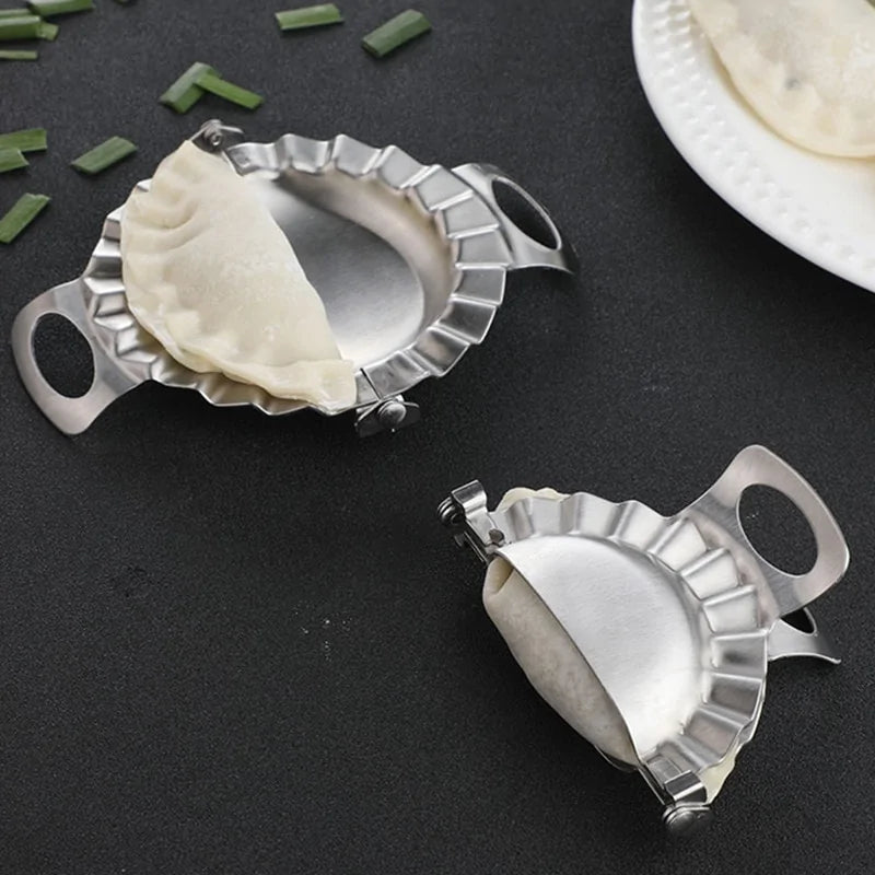 Stainless Steel Dumpling Molds open and folded