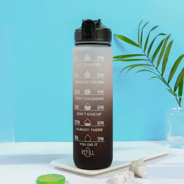 Portable Reusable Plastic Water Bottle with Time Stamps – Eco-Friendly & Convenient
