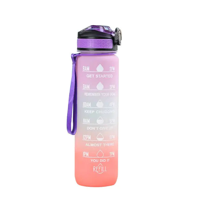 Portable Reusable Plastic Water Bottle with Time Stamps – Eco-Friendly & Convenient
