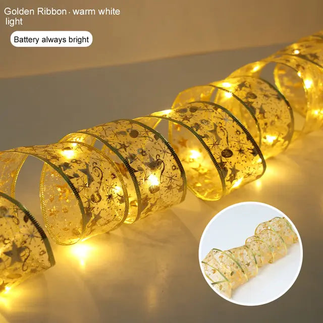 Ribbon Bows with Lights – Gold & Silver Christmas Home Decor