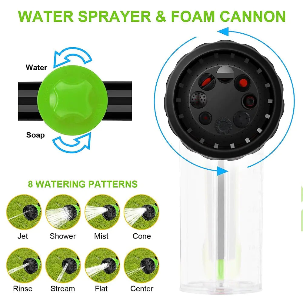 Pet Dog Shower Sprayer Adjustable Attachment for Garden Hose – 8 Watering Patterns
