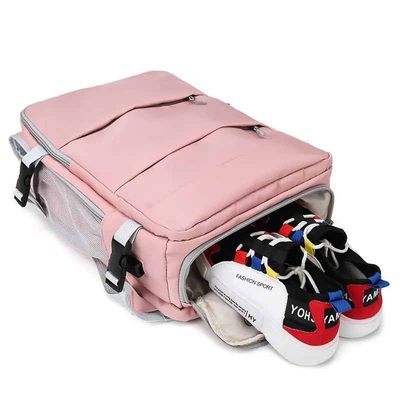 shoes fitting inside the Travel Essentials Backpack