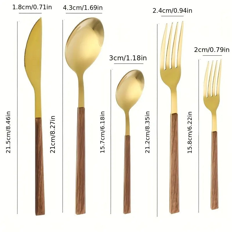 Wood Handle Cutlery Set, sizes