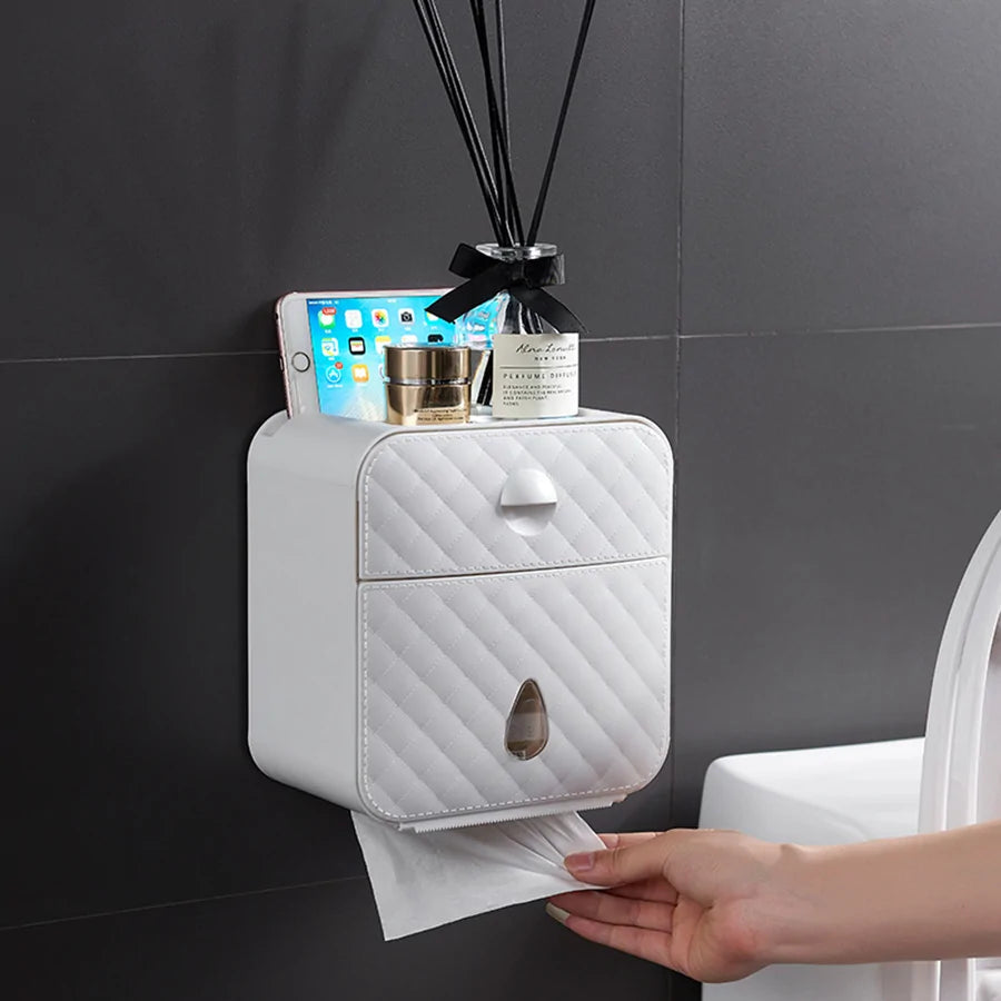 Waterproof Wall Mount Toilet Paper Holder - Hassle-Free Bathroom Organization