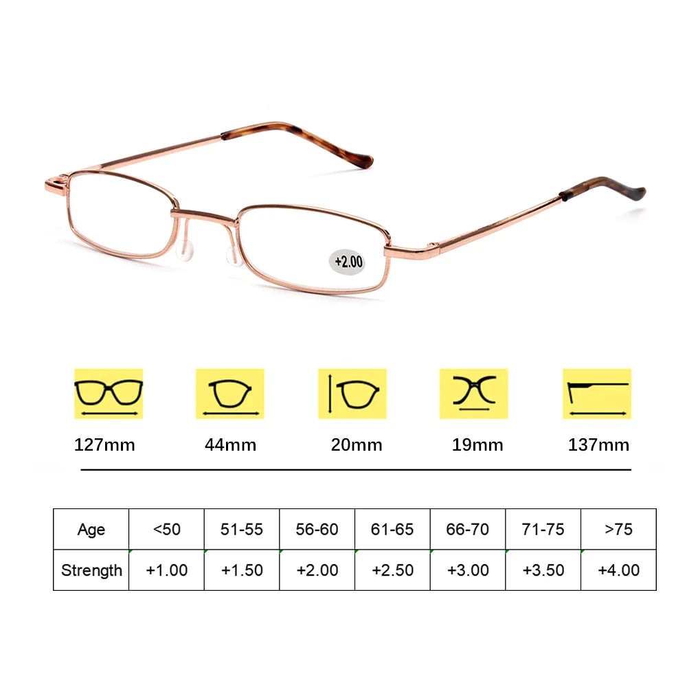 Classic HD Spring Compact Reading Glasses Readers Travel Slim Design with Case