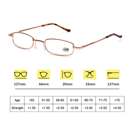 Classic HD Spring Compact Reading Glasses Readers Travel Slim Design with Case