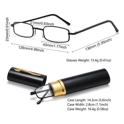 Classic HD Spring Compact Reading Glasses Readers Travel Slim Design with Case