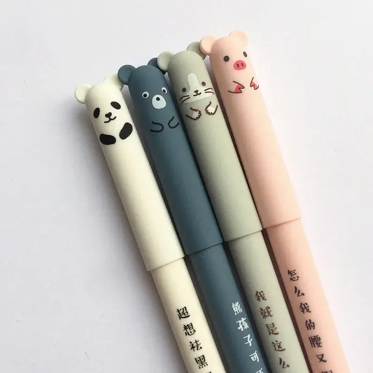 Juego de bolígrafos de gel borrables con forma de animales kawaii: material de oficina