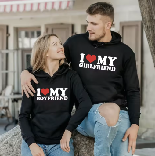 I Love My Boyfriend/Girlfriend Graphic Hoodie - Valentine's Day Sweatshirt