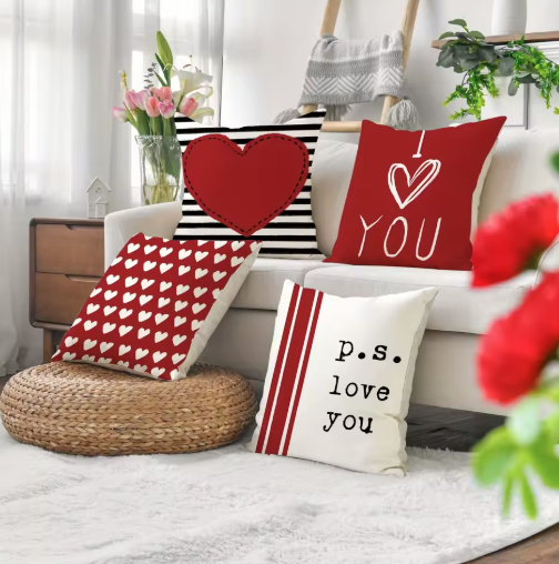 Valentine's Day Love Pattern Pillowcase - Romantic Home Sofa Cushion Cover