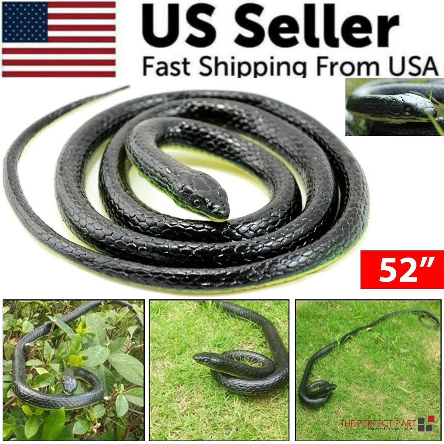 Fake Realistic Snake Lifelike Real Scary Rubber Toy Prank Party Joke For Halloween