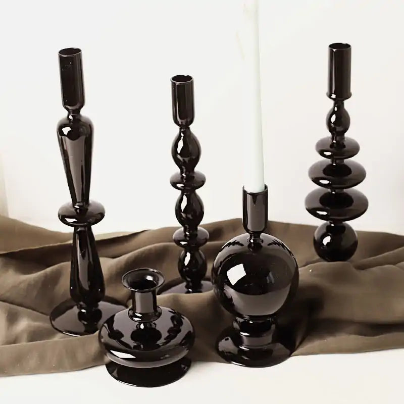 Rue Glass Candlestick Holders