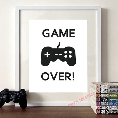 Video Game Prints Black White Posters Teen Boy Bedroom Decor