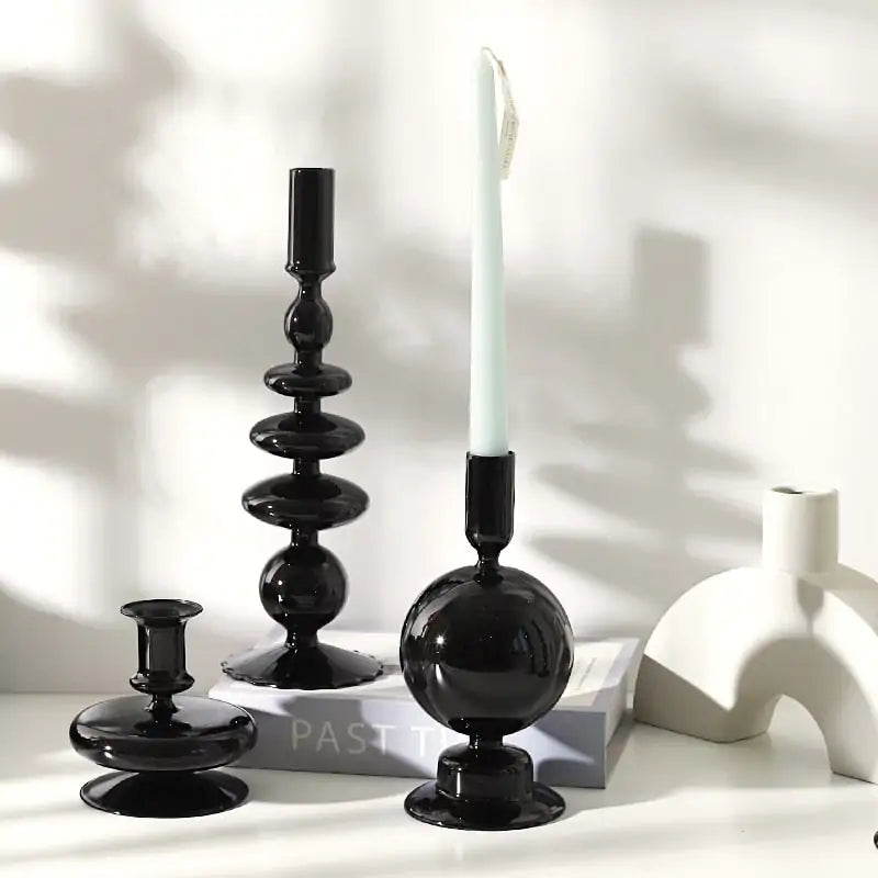 Rue Glass Candlestick Holders