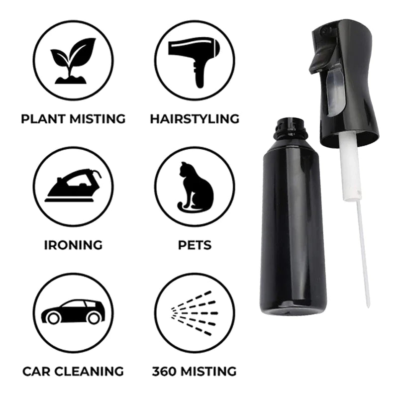 Continuous Mist Hair Spray Bottle Barber Water Sprayer Salon Plant Mister Tools