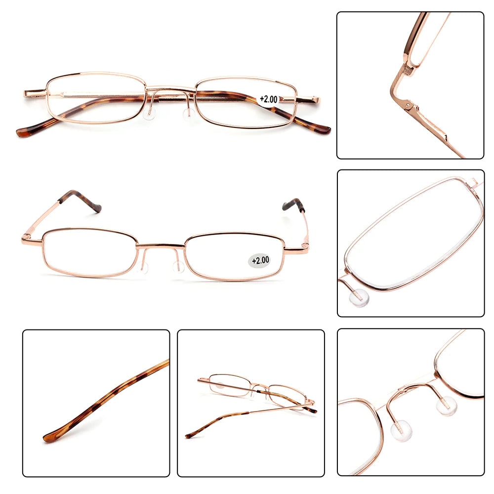 Classic HD Spring Compact Reading Glasses Readers Travel Slim Design with Case