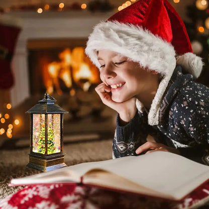 Holiday Lantern - Christmas Snow Globe Vintage Lantern